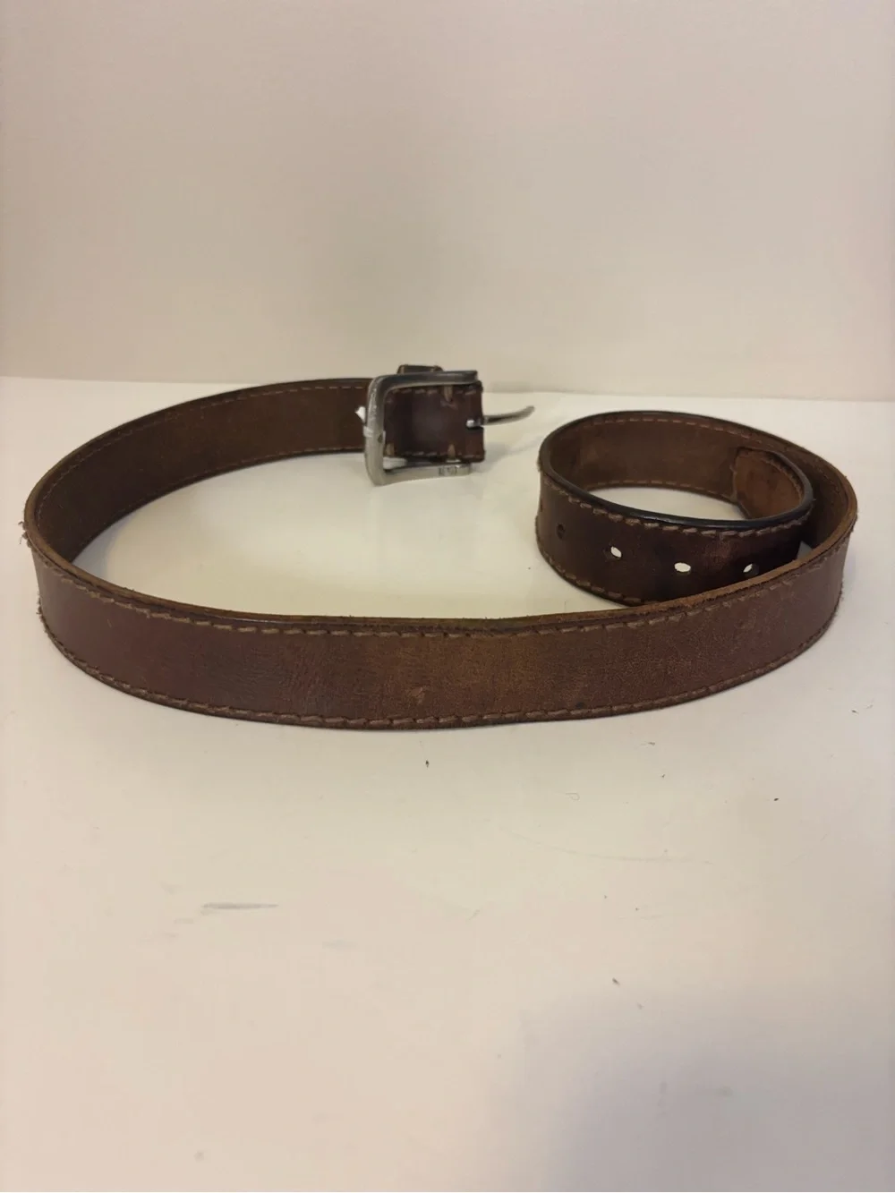 American Eagle Classic Brown Leather Men's Belt with Silver Buckle